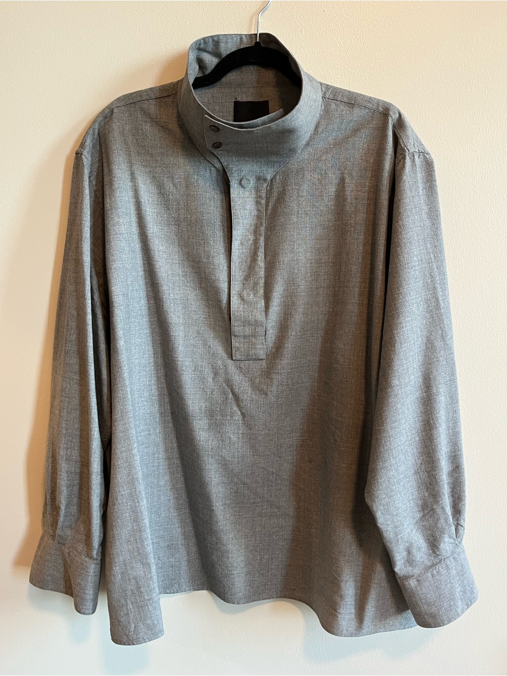 Givenchy Grey Band-Collar Long Sleeve Shirt